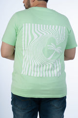 Mens Plus Size Light Green Crew Neck Graphic Tee