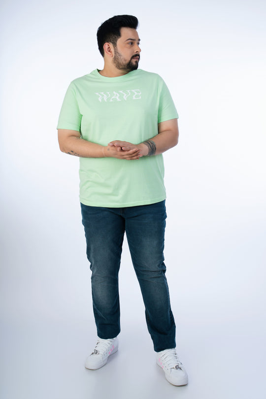 Mens Plus Size Light Green Crew Neck Graphic Tee