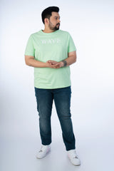 Mens Plus Size Light Green Crew Neck Graphic Tee
