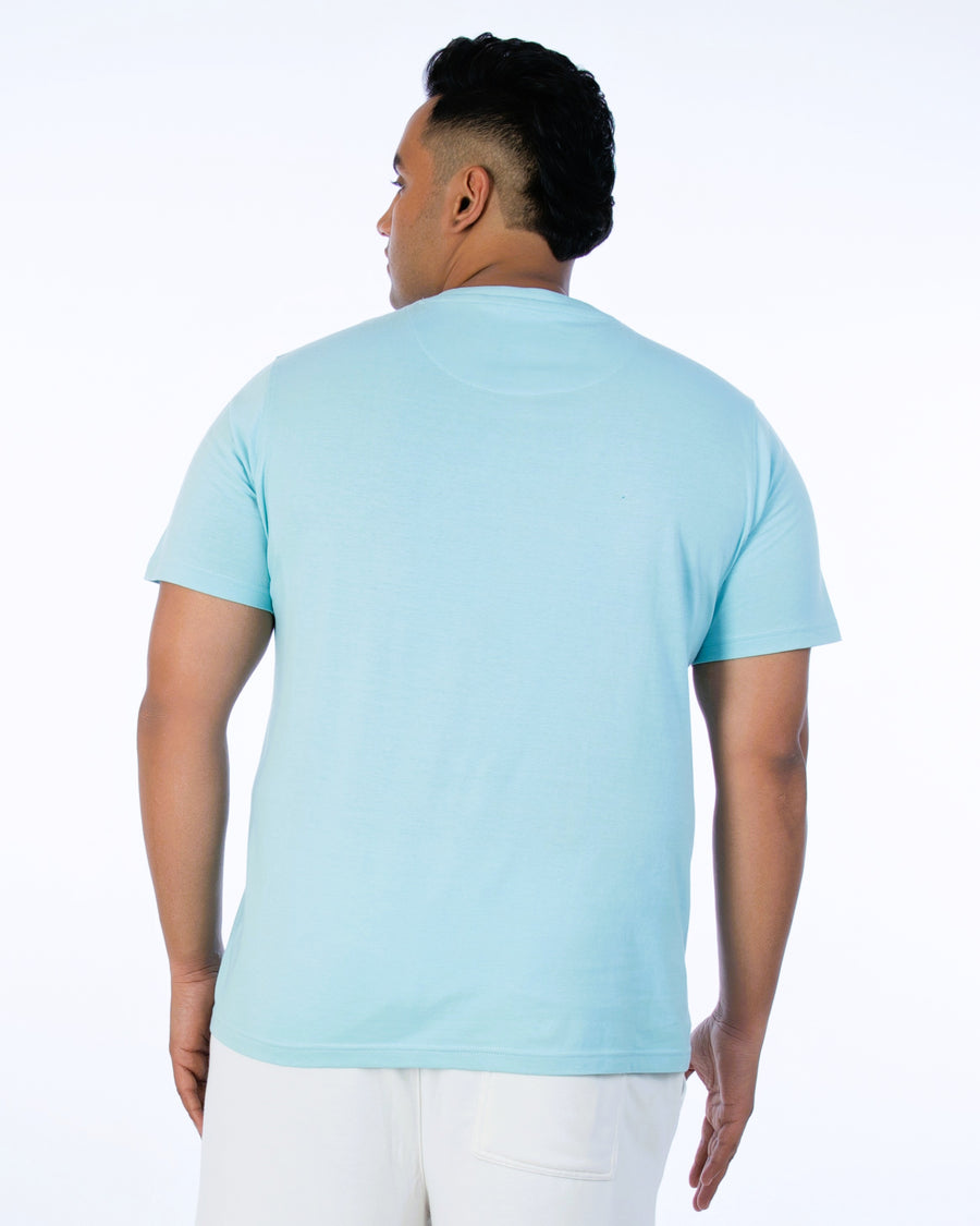 Mens Plus Size Light Blue Crew Neck Graphic Tee