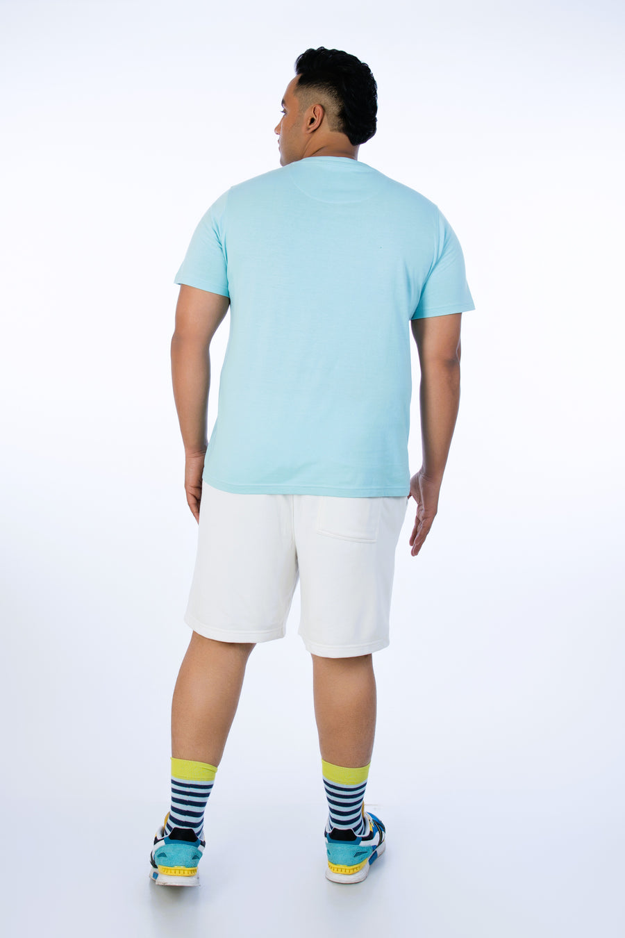 Mens Plus Size Light Blue Crew Neck Graphic Tee
