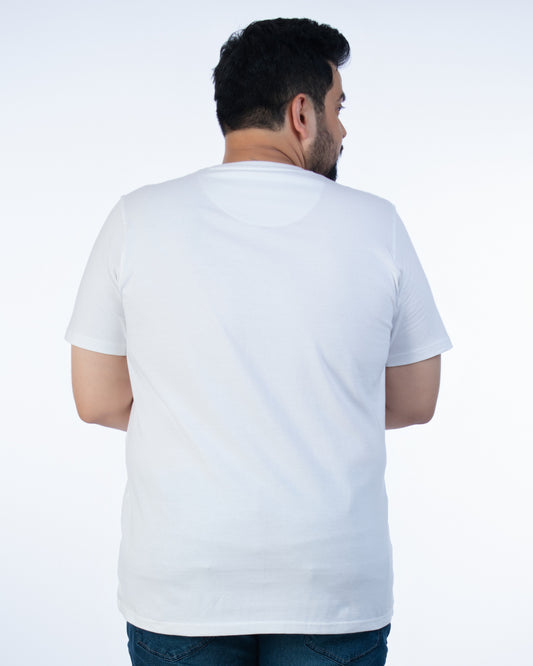 Mens Plus Size White Crew Neck Graphic Tee