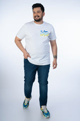 Mens Plus Size White Crew Neck Graphic Tee