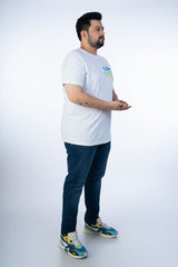 Mens Plus Size White Crew Neck Graphic Tee