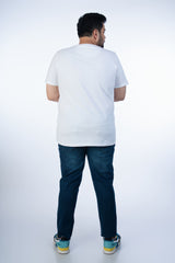 Mens Plus Size White Crew Neck Graphic Tee