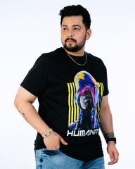 Mens Plus Size Black Crew Neck Graphic Tee