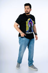 Mens Plus Size Black Crew Neck Graphic Tee