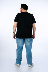 Mens Plus Size Black Crew Neck Graphic Tee