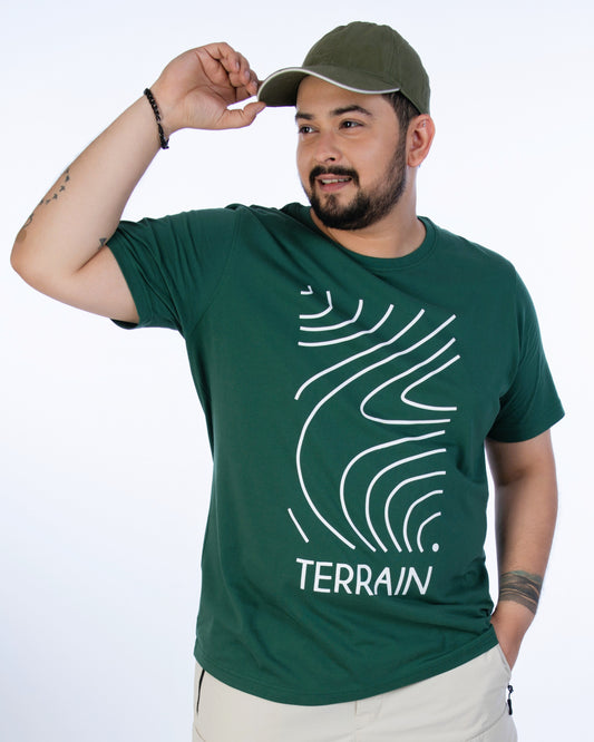 Mens Plus Size Bottle Green Crew Neck Graphic Tee