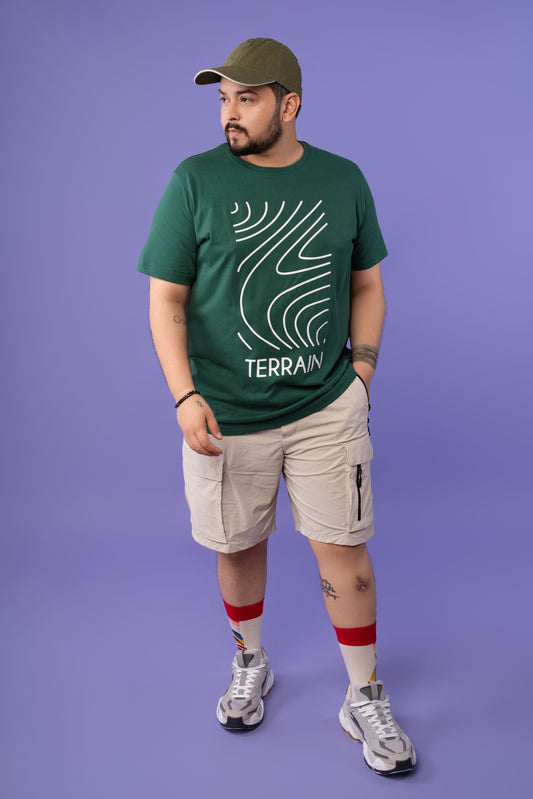 Mens Plus Size Bottle Green Crew Neck Graphic Tee