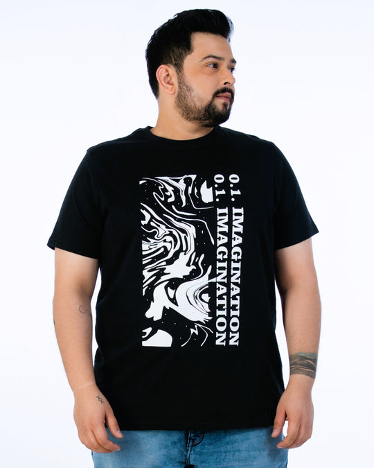 Mens Plus Size Black Crew Neck Graphic Tee