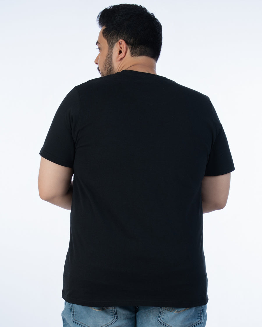 Mens Plus Size Black Crew Neck Graphic Tee