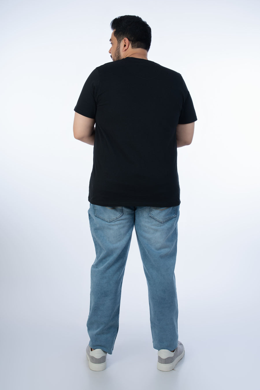 Mens Plus Size Black Crew Neck Graphic Tee