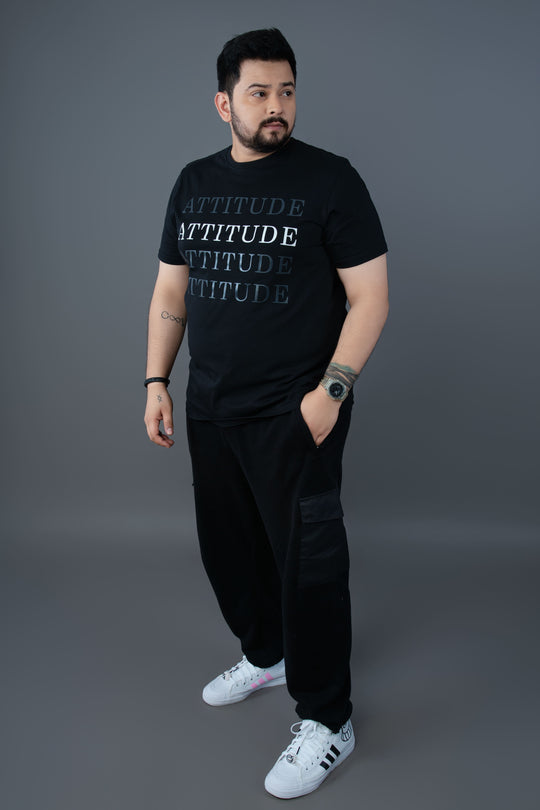 Mens Plus Size Black Crew Neck Graphic Tee