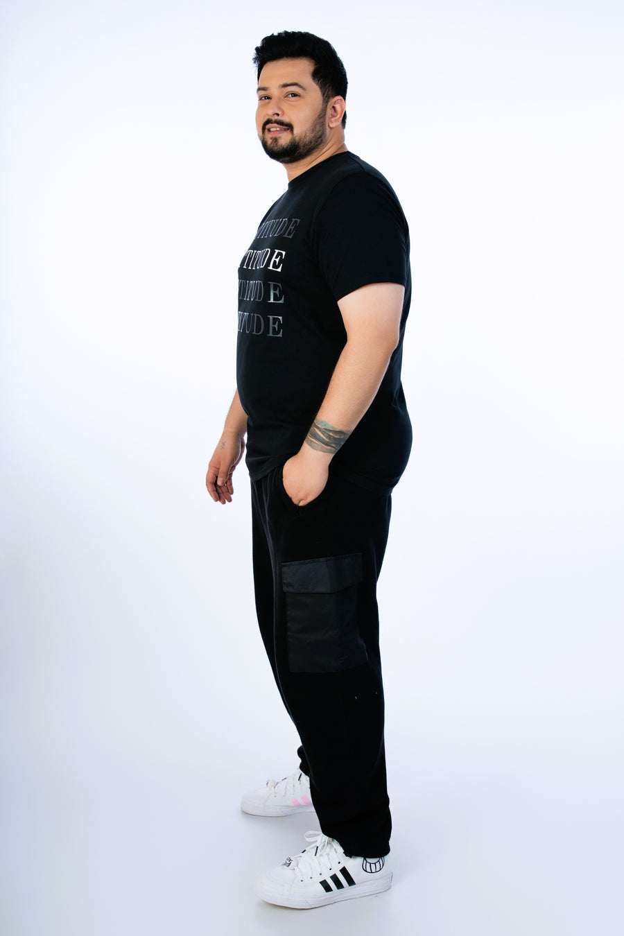 Mens Plus Size Black Crew Neck Graphic Tee