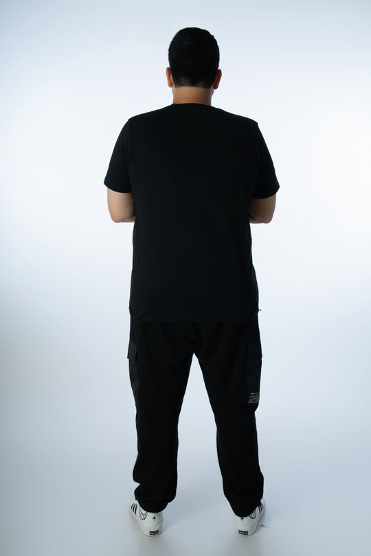 Mens Plus Size Black Crew Neck Graphic Tee