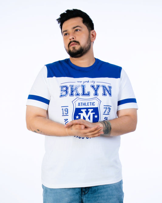 Mens Plus Size White Crew Neck Fashion Tee