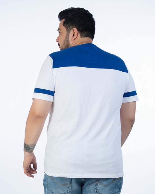 Mens Plus Size White Crew Neck Fashion Tee