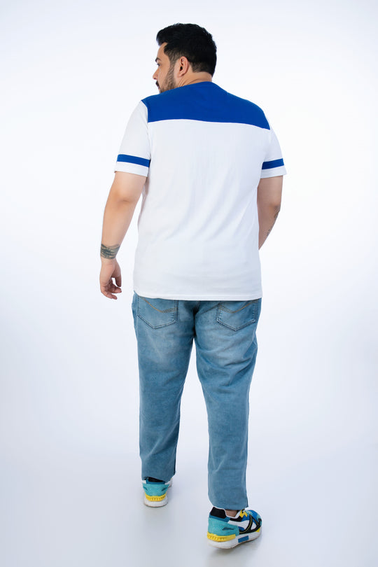 Mens Plus Size White Crew Neck Fashion Tee