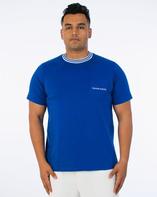 Mens Plus Size Royal Blue Crew Neck Fashion Tee