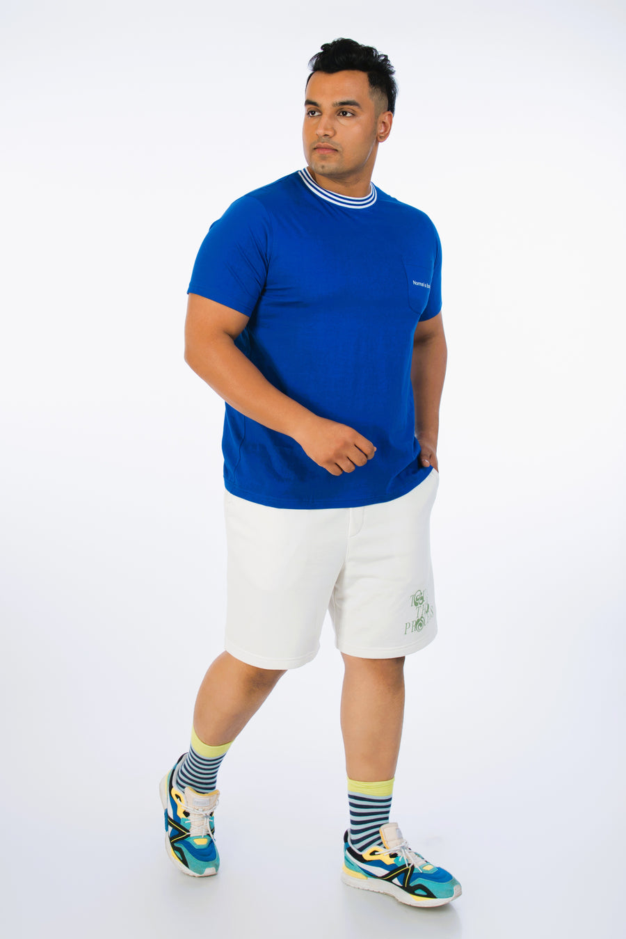 Mens Plus Size Royal Blue Crew Neck Fashion Tee