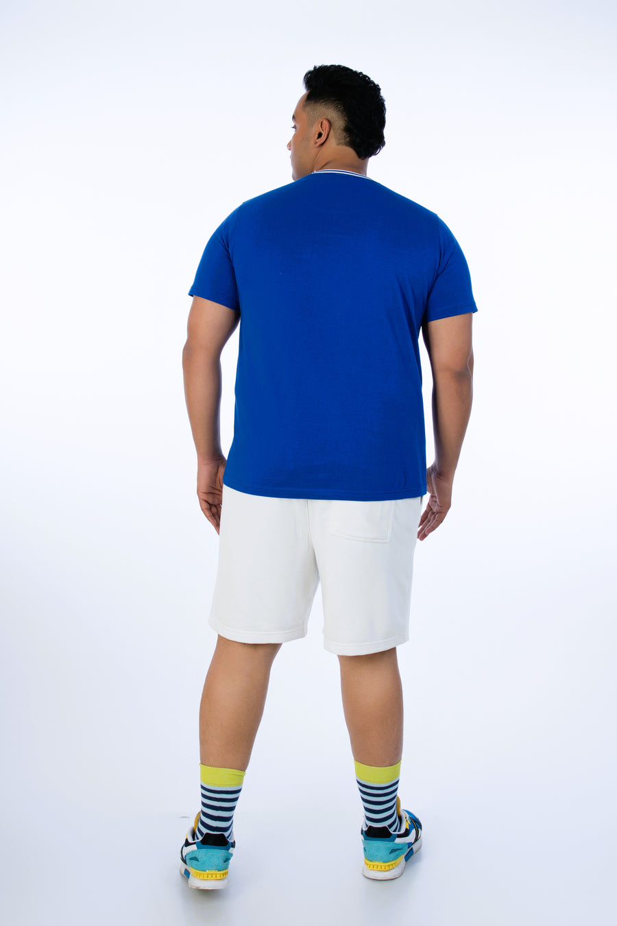 Mens Plus Size Royal Blue Crew Neck Fashion Tee