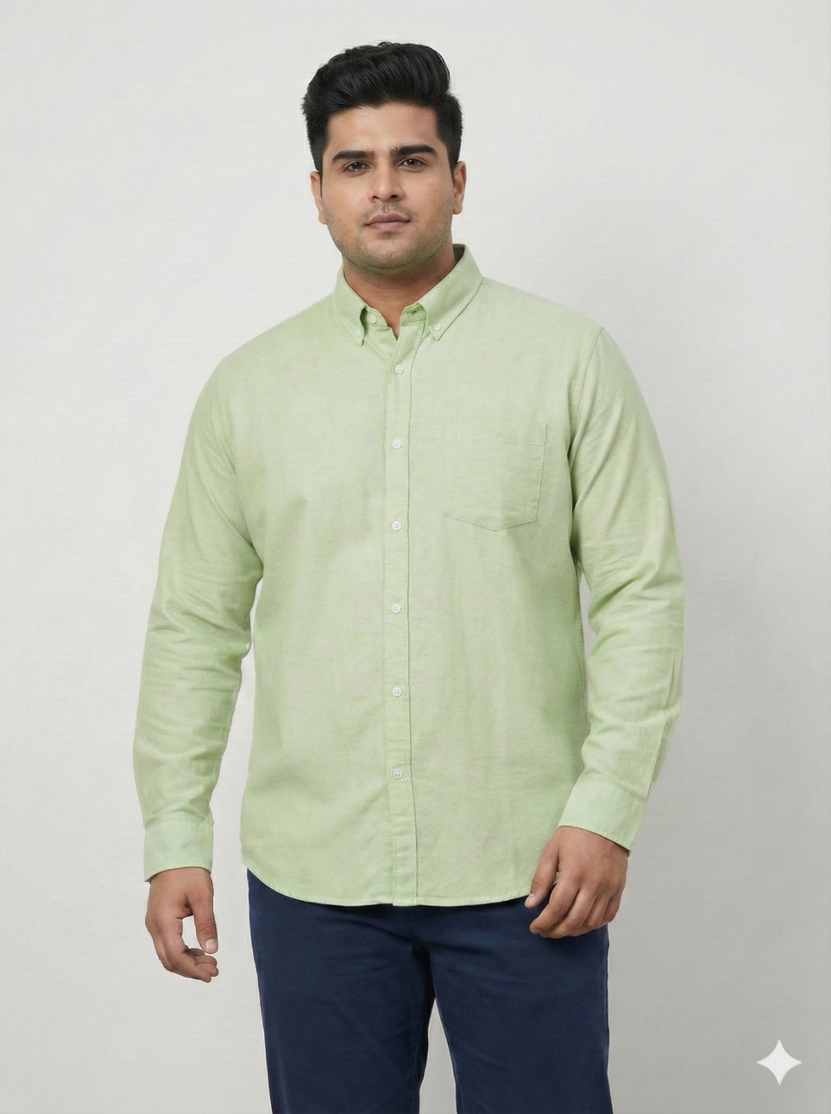 Plus Size Men's Classic 100% Cotton Oxford Button-Down Shirt