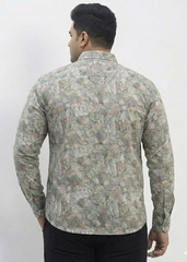 Plus Size Men's Cotton Satin Printed Evening wear Shirt