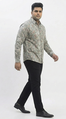 Plus Size Men's Cotton Satin Printed Evening wear Shirt