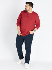 Mens Plus Size Rust Solid Henley tee
