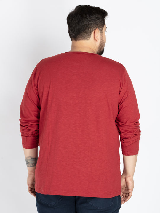 Mens Plus Size Rust Solid Henley tee