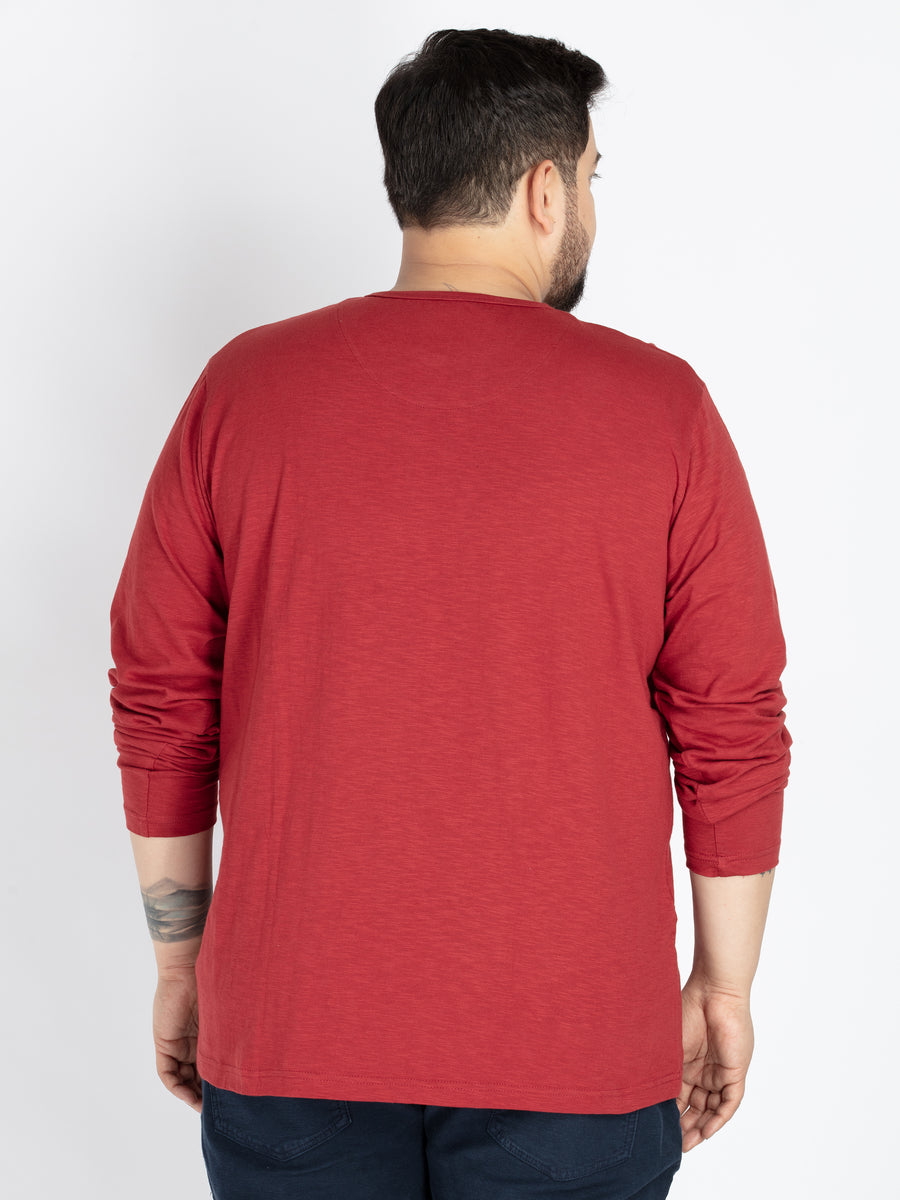 Mens Plus Size Rust Solid Henley tee