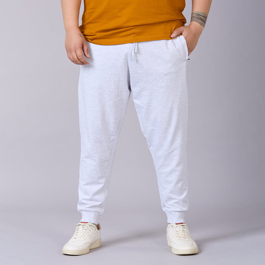 Mens Plus Size Grey Melange Jogger with Zip