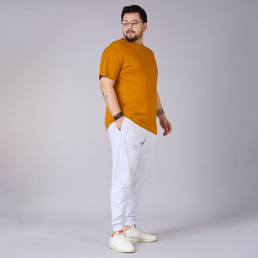 Mens Plus Size Grey Melange Jogger with Zip