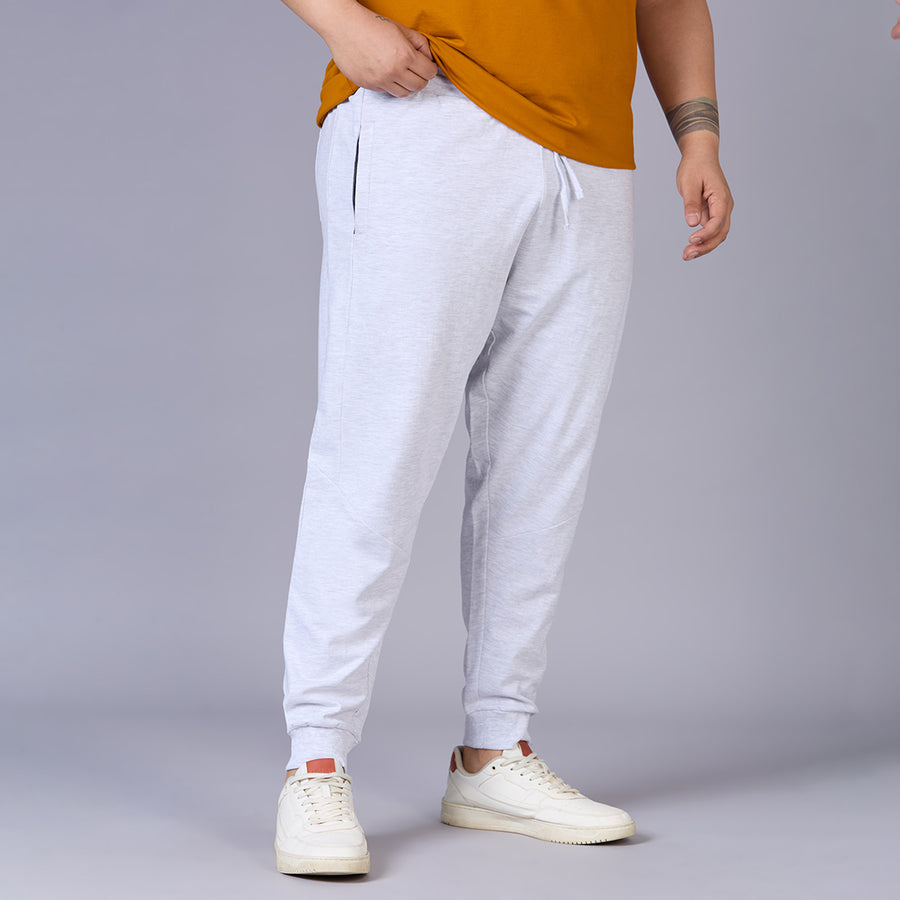 Mens Plus Size Grey Melange Jogger with Zip