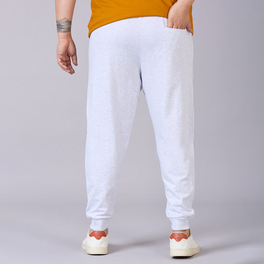 Mens Plus Size Grey Melange Jogger with Zip