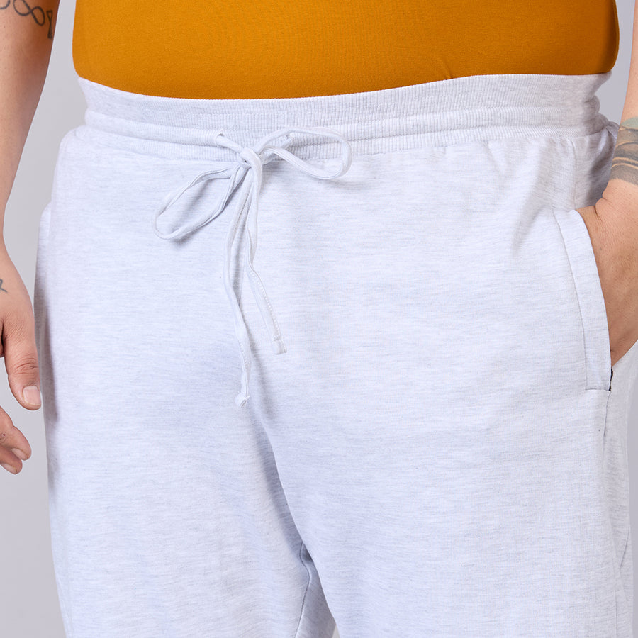 Mens Plus Size Grey Melange Jogger with Zip