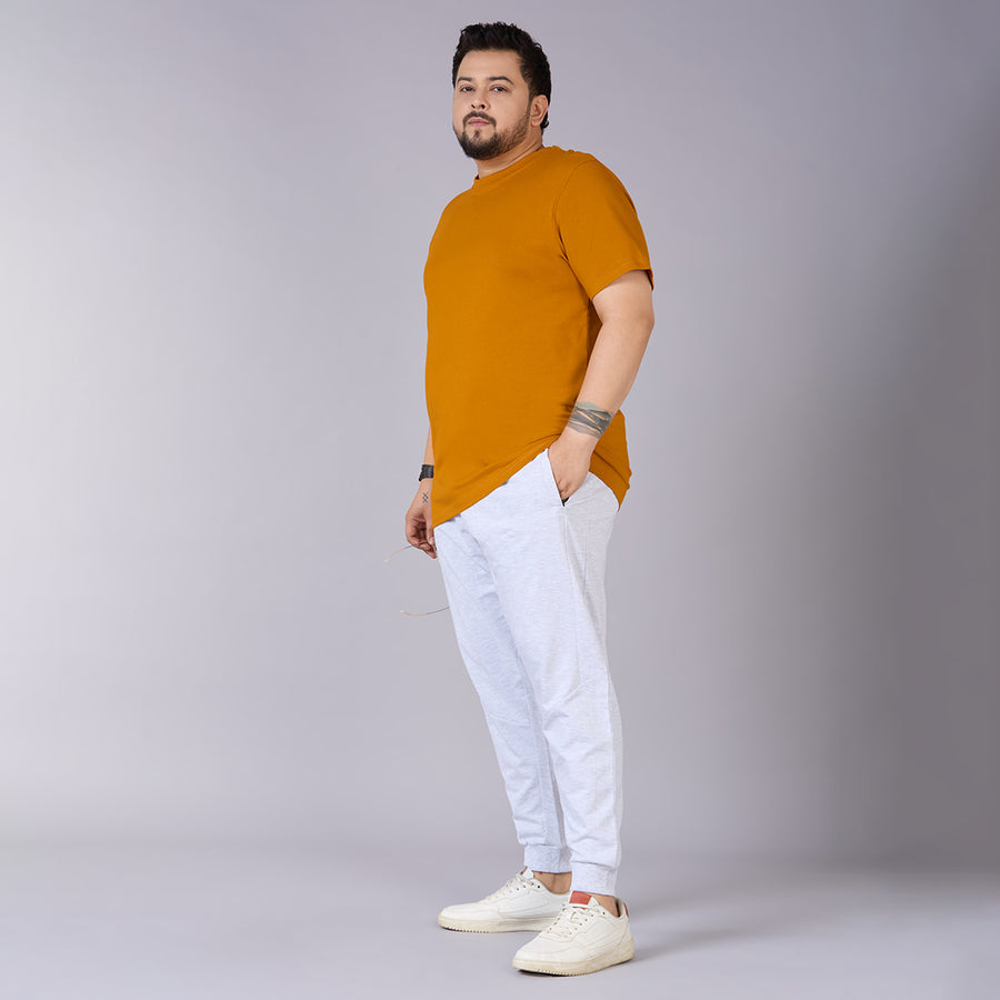 Mens Plus Size Grey Melange Jogger with Zip