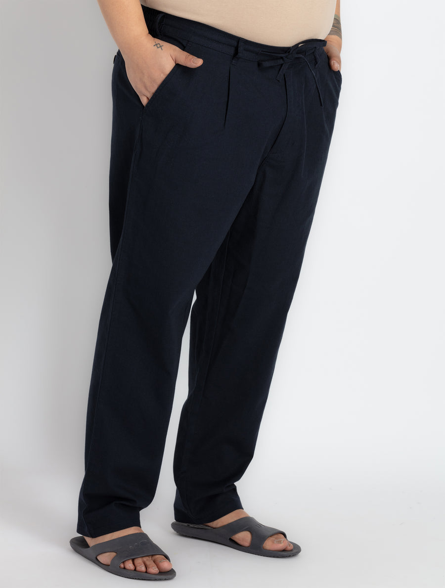 Mens Plus Size Navy Drawstring pants
