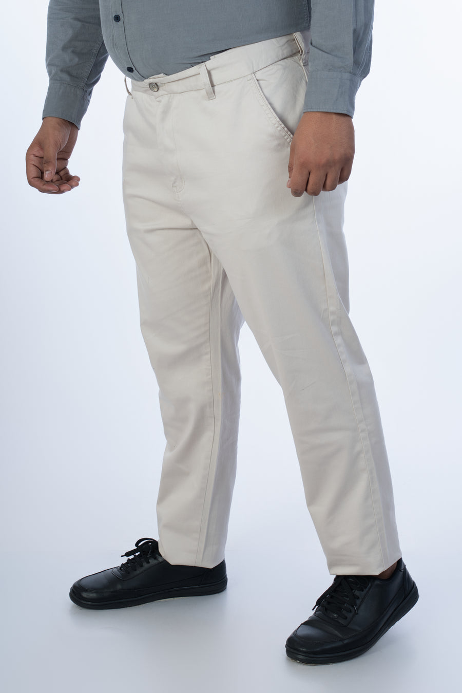 Mens Plus Size Beige Flexi Waist Chino