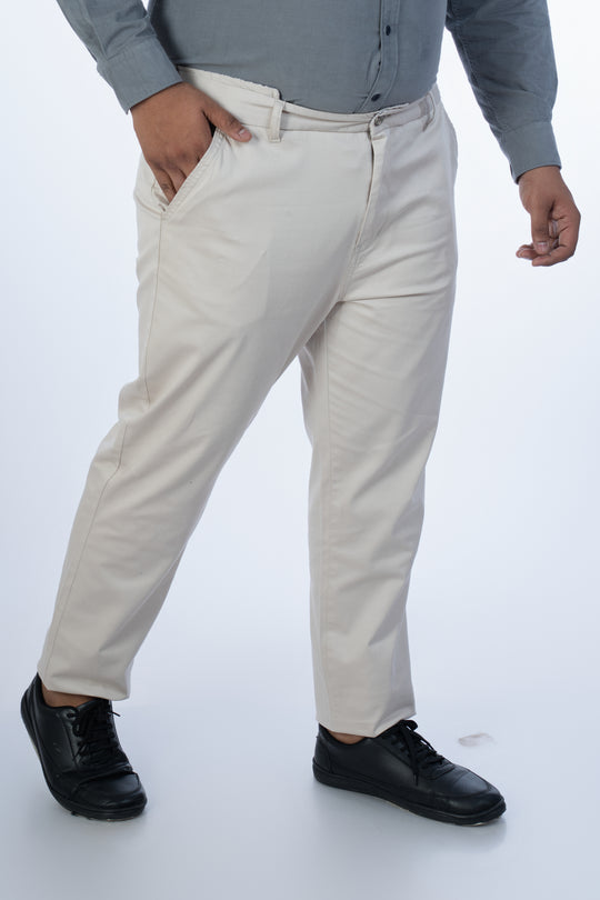 Mens Plus Size Beige Flexi Waist Chino