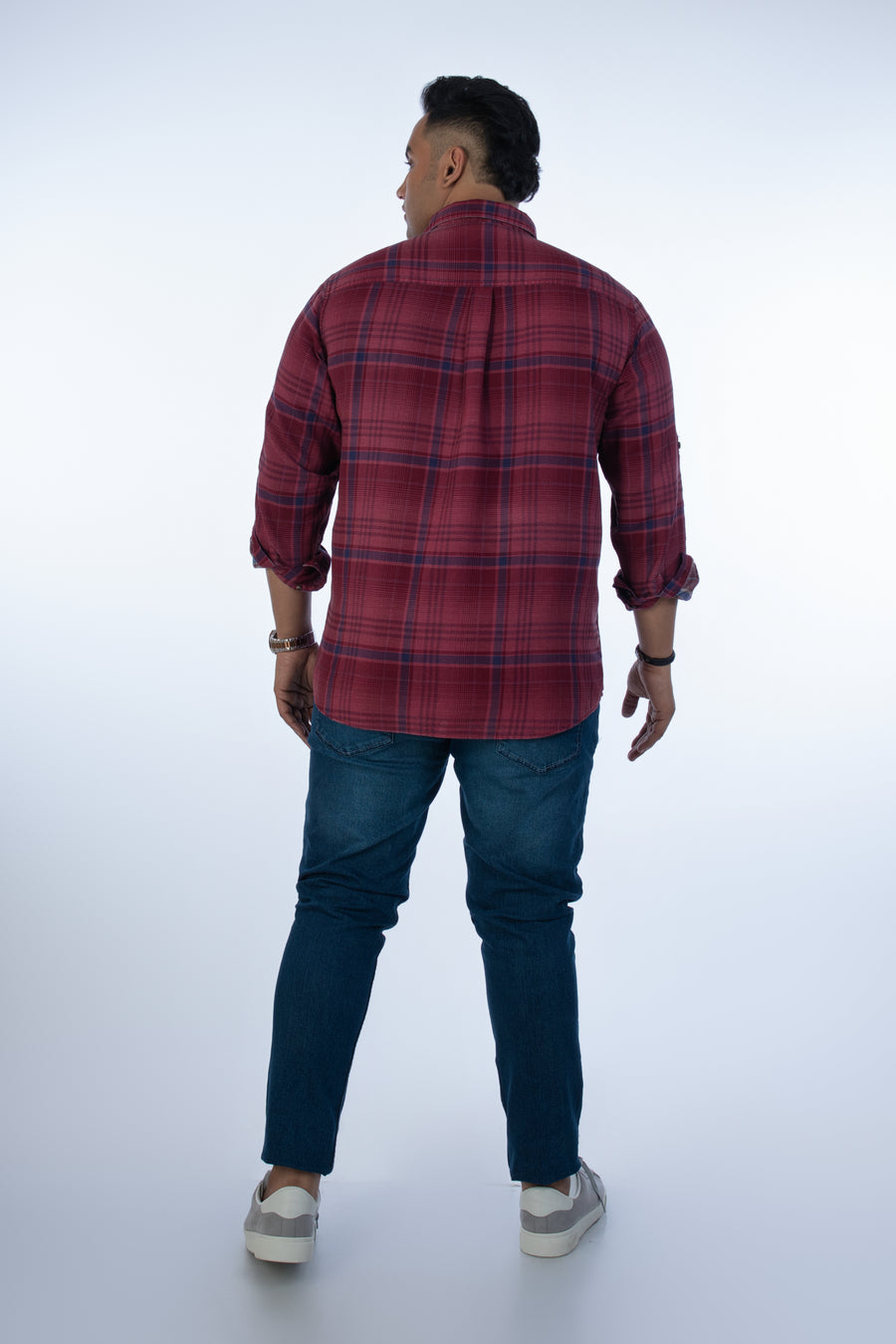 Mens Plus Size Red Casual Check Shirt