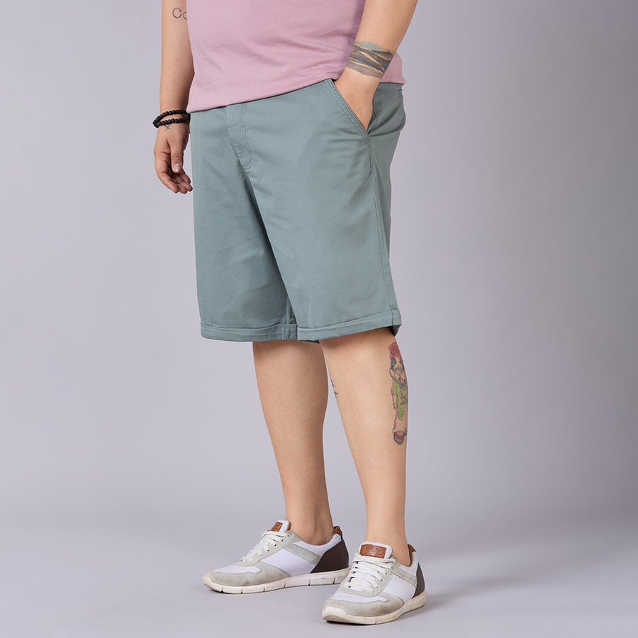 Mens Plus Size Essential Shorts with Elasticated Waist- Sage
