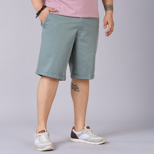 Mens Plus Size Essential Shorts with Elasticated Waist- Sage