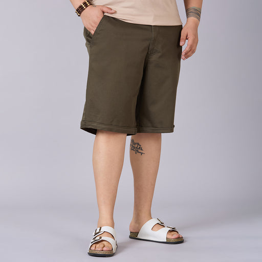 Men's Plus Size Essential Shorts with Elasticated Waist- Green