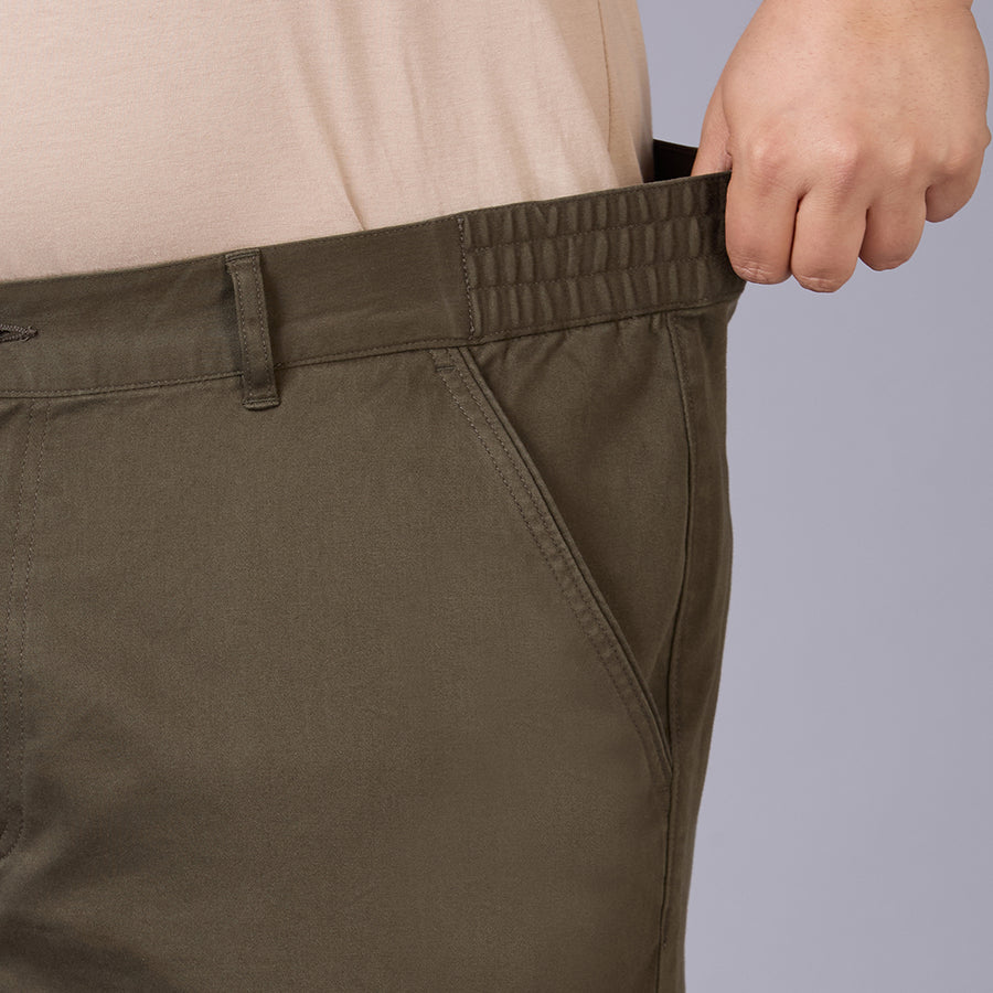 Men's Plus Size Essential Shorts with Elasticated Waist- Green