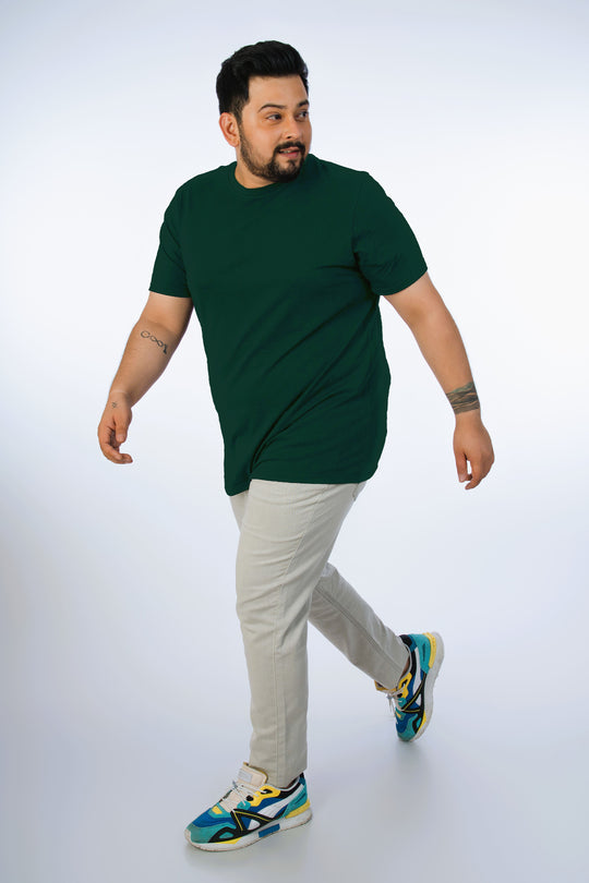 Mens Plus Size Green Solid Tee