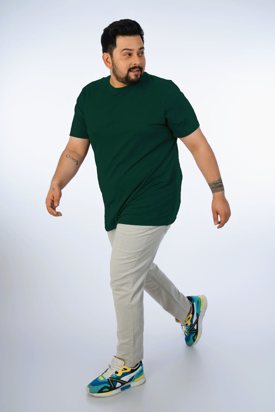 Mens Plus Size Green Solid Tee