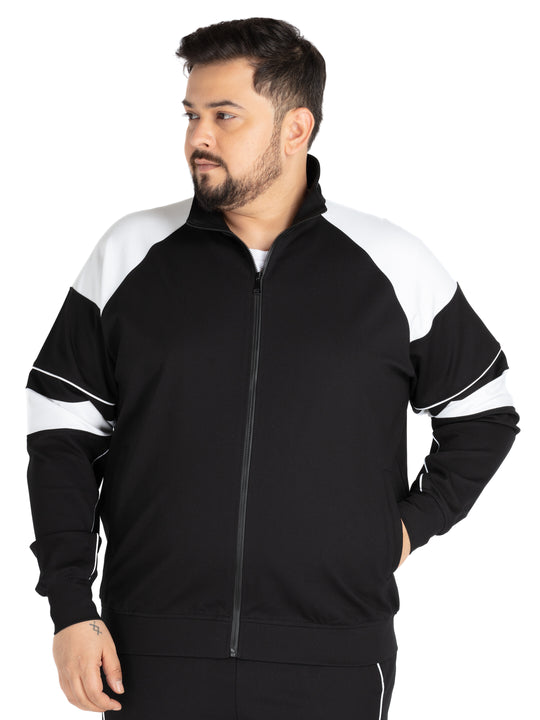 Mens Plus Size Black Solid SweatShirt