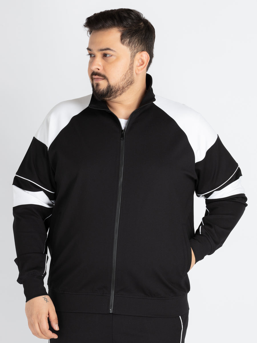 Mens Plus Size Black Solid SweatShirt